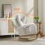 Chaise berçante d'appoint moderne (pieds en bois massif) - Fauteuil oscillant avec dossier haut et poche latérale | Salon / chambre à coucher - blanc-1386915022