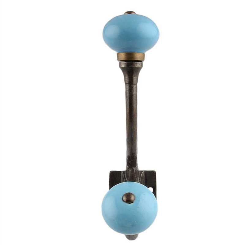 Antoinette Iron Wall Wall Hook, Sky Blue/Antique