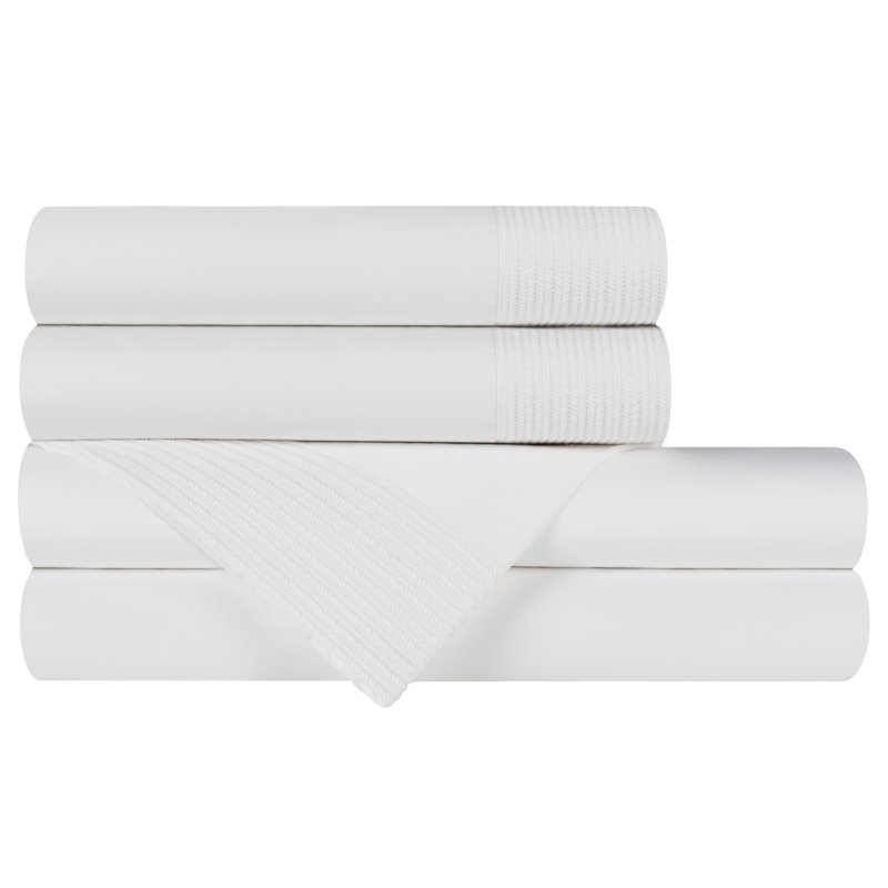 Herron 100% Cotton Sateen Sheet Set, white-white, King