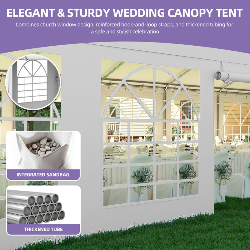 20 Ft x 40 Ft Outdoor White Party Tent with Windows, 20 (ft) W x 40 (ft) D