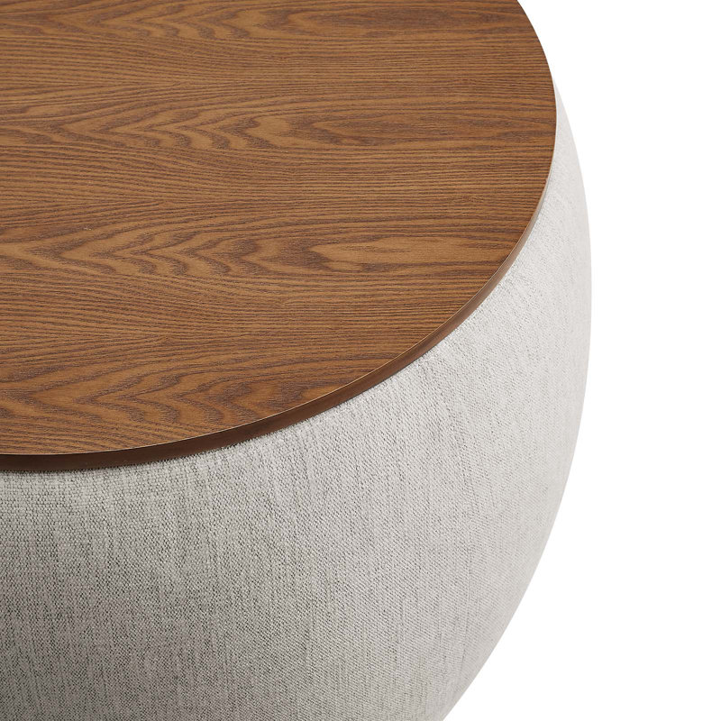 Repose-pieds rond avec rangement 26 po Modway Perla, Tissu ivoire