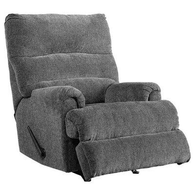 Manual Rocker Recliner With Fabric And Pull Lever, Gray -  Latitude Run®, C8B4DF4BD28145F4B418643F2041AF23