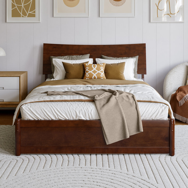 Harlowe Wood Platform Bed with Trundle, Walnut, Full