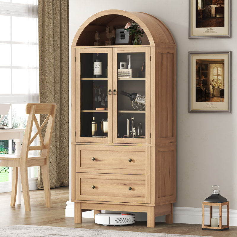 Grande armoire de rangement arquée 71 ", Beige