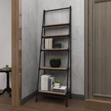 Hanson Black Wood 5 Shelf Storage Shelving Unit, 24" x 17" x 72"