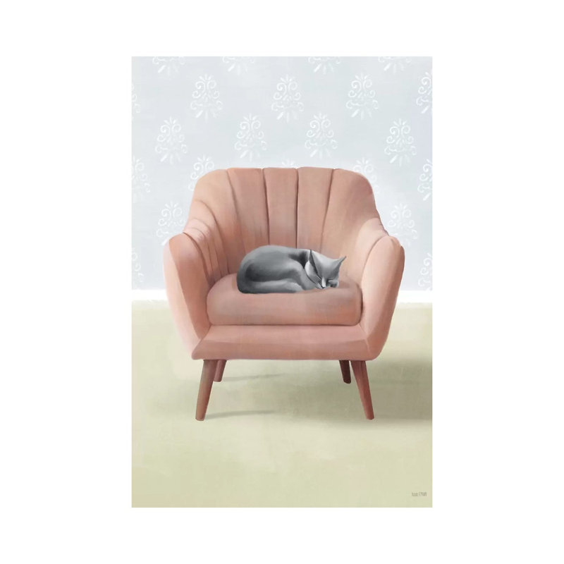 «Nap Time Grey Cat» par House Fenway, reproduction d'art sur toile tendue, H 26 po x l 18 po x 1,5 po
