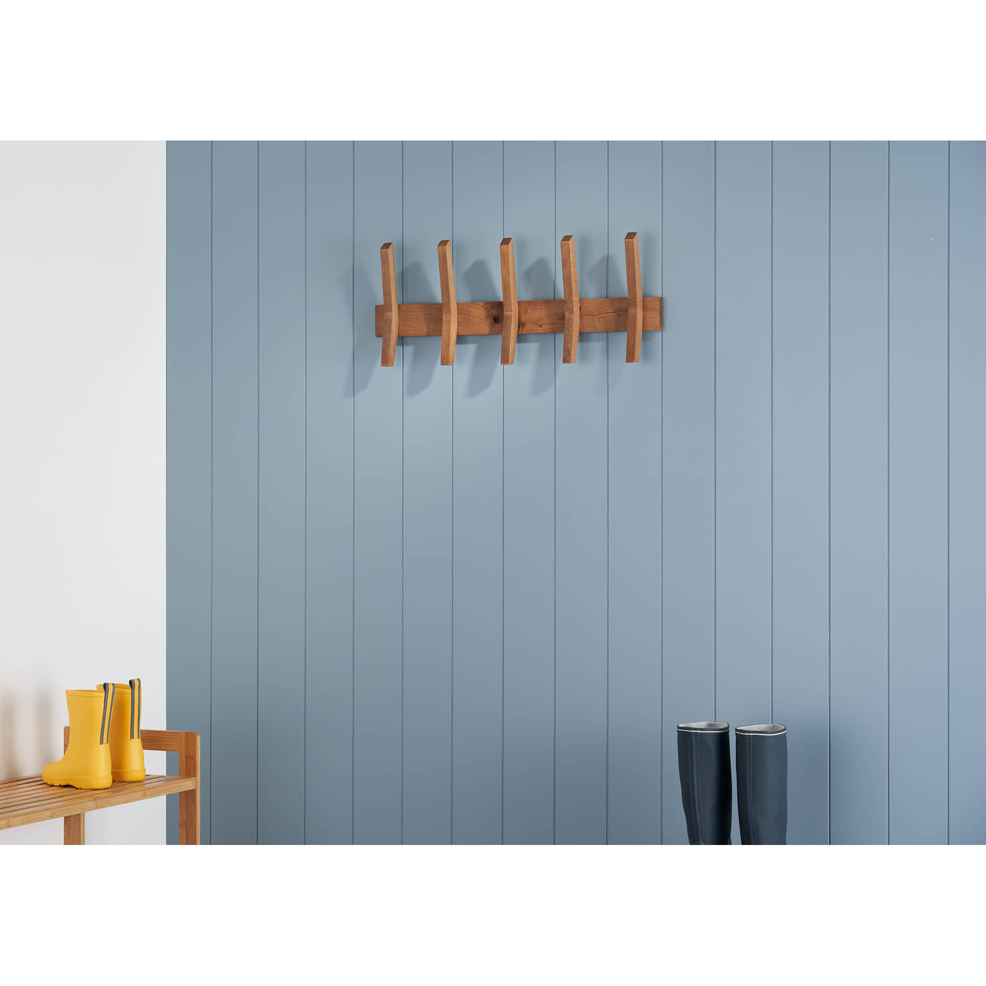 Sifford 5 - Hook Solid Wood Coat Rack, Walnut