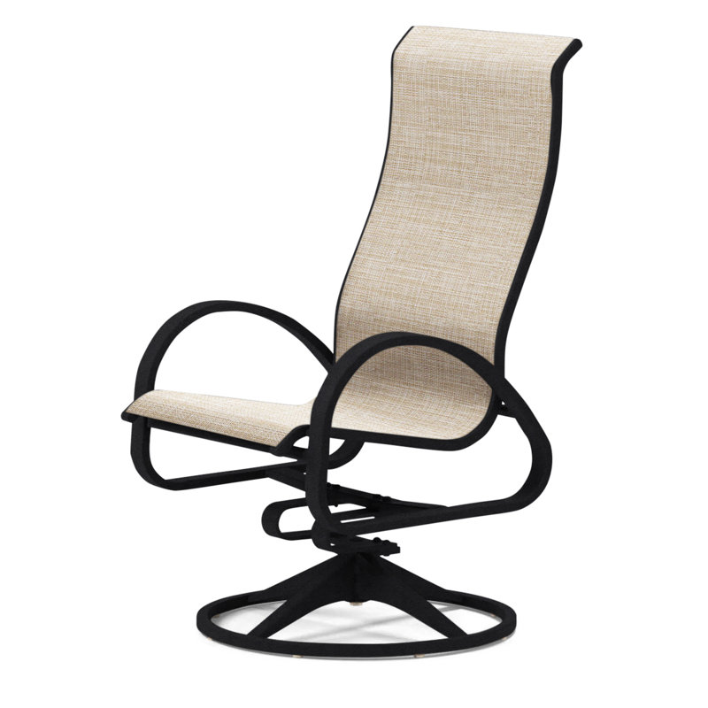 Fauteuil de patio pivotant Hiraku, Noir texturé, Naturel