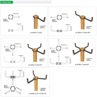 Two Arm Wrap Around Bracket For 7" - 10" Wooden Poles Mount