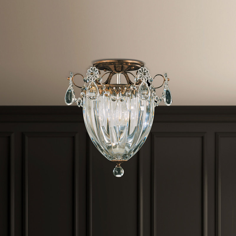 Bagatelle Crystal Semi Flush Mount, Silver, Heritage Crystal