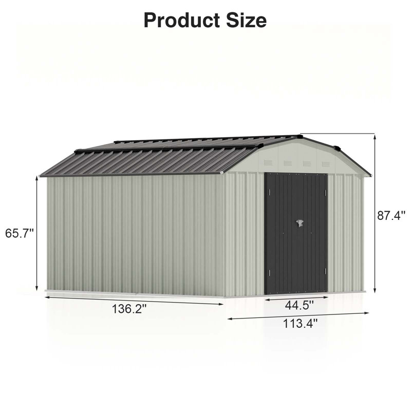 10 ft. W x 12 ft. D Metal Storage Shed