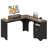 55'' L Shaped Executive Computer Desk with File&Storage Drawers,Home Office Writing Desk with Monitor Stand and Open Compartments-1541437846