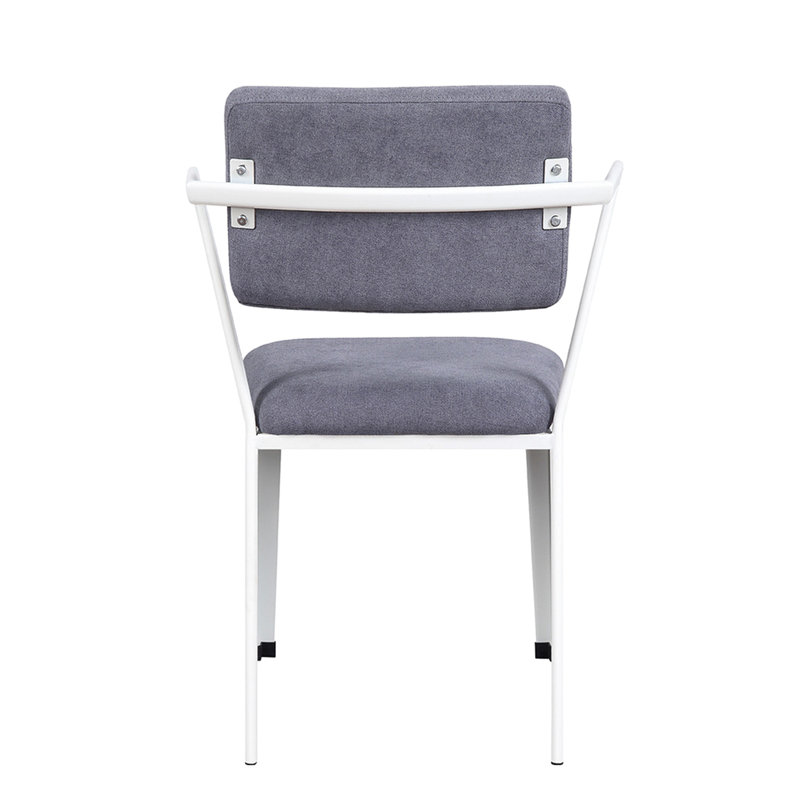 Chaise de bureau avec dossier haut, structure en métal, coussin rembourré gris et blanc, dossier ouvert, motif uni, 24 po de profondeur