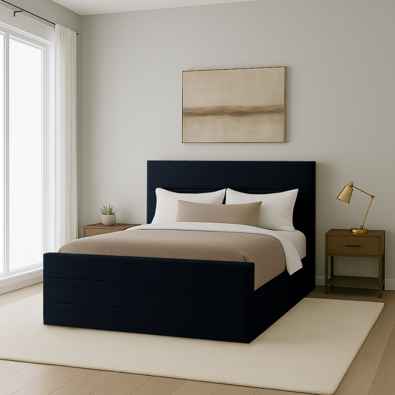 Abrytha Upholstered Ottoman Storage Bed, Double (4'6), Black
