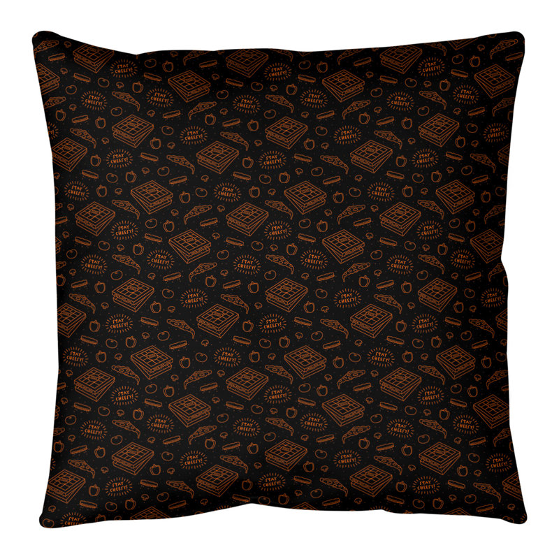 Coussin de sol pizza, H 28 po x l 28 po, Noir / Orange