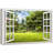 Window Scenery " Print Window Frame Style Beautiful Garden Backyard With Green Trees And Clear Blue Sky In Spring "-98449006