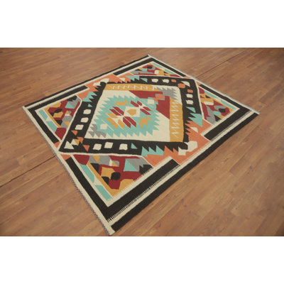 Square Wool Geometric Kilim Oriental Rug 5x5