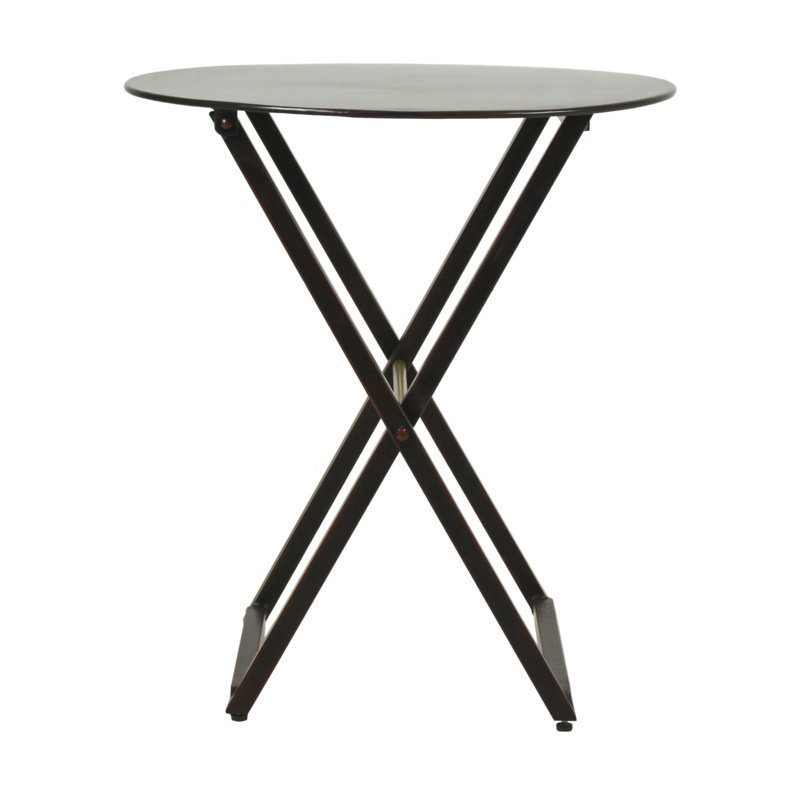 Aisha Iron Top End Table, Dark brown