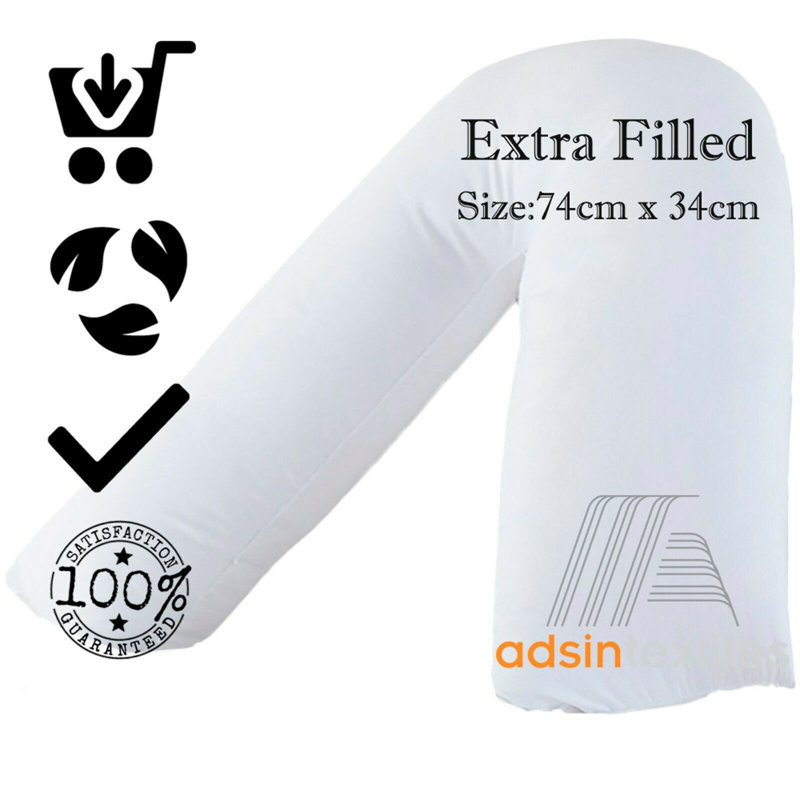 Details About  V Shaped Pillow Back Support Orthopedic Pregnancy Nursing Maternity Extra Filled