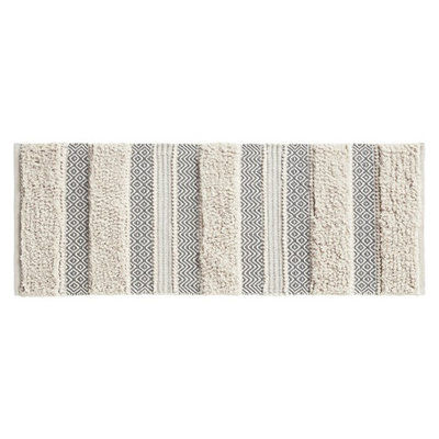 Woven Texture Stripe Bath Rug Grey 22X58"