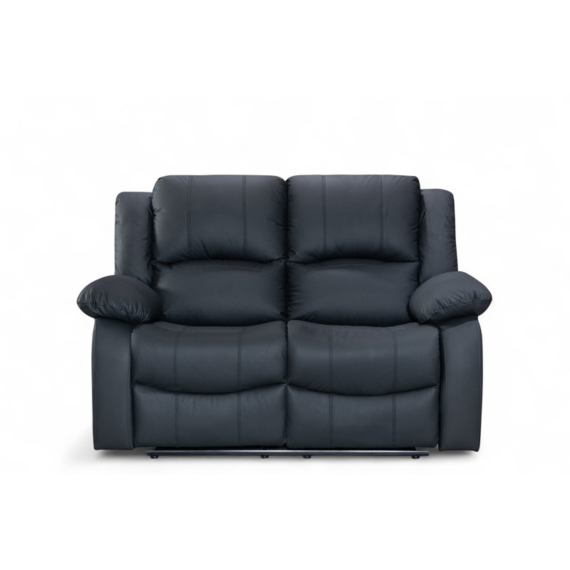 Aesir 3 Seater Faux Leather Reclining Sofa, Black, 2