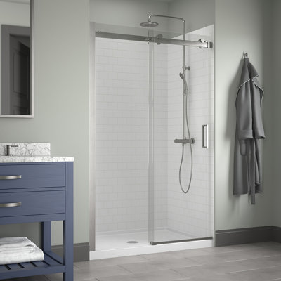 - W x 74'' H Single Added Door Frameless Shower Door with