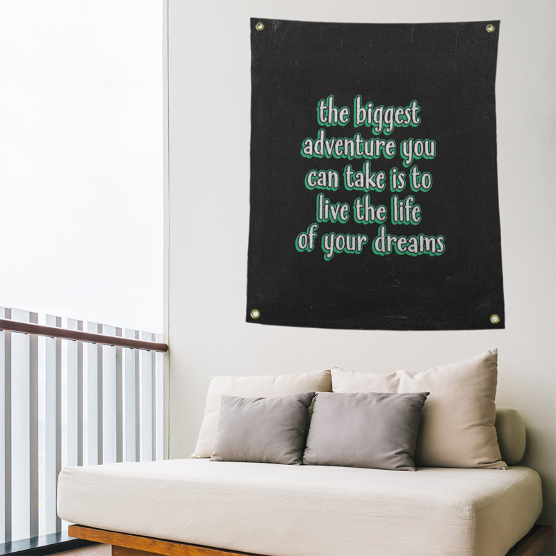 Tapisserie tableau noir en polyester le plus grand de la citation adventure, H 80 po x l 59 po, Vert