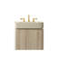 Meuble-lavabo flottant 24 po avec lavabo, meuble de rangement mural, lavabo intégré à surface solide beige crème, perceuse de robinet à 3 trous de 8 po, finition grain de bois de chêne blanc - robinet et drain non inclus