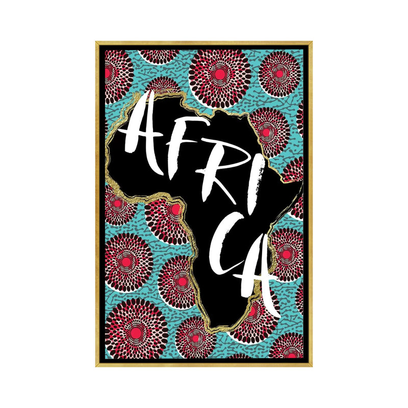 Carte afro X par Nikki chu-impression, H 26 po x l 18 po x 1,5 po, Encadrement doré
