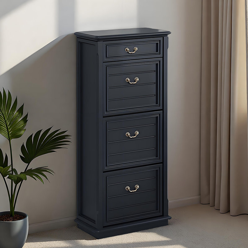 Classic black popular storage shoe cabinet, 48.43" H x 15.75" W x 11.42" D