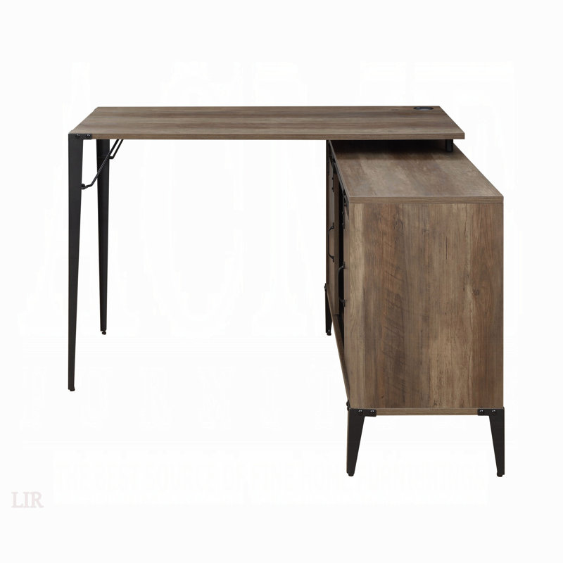 Rustic Oak Writing Desk With Sliding Barn Door, For Modern And Efficient Workspaces, Rustic