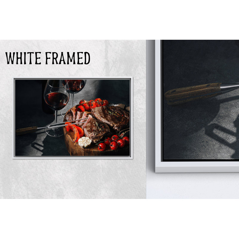 Toile imprimée: art de la viande élégant pour un décor de cuisine moderne, 1P WhiteFramedCanves, H: 11,9 po x l: 15,8 po