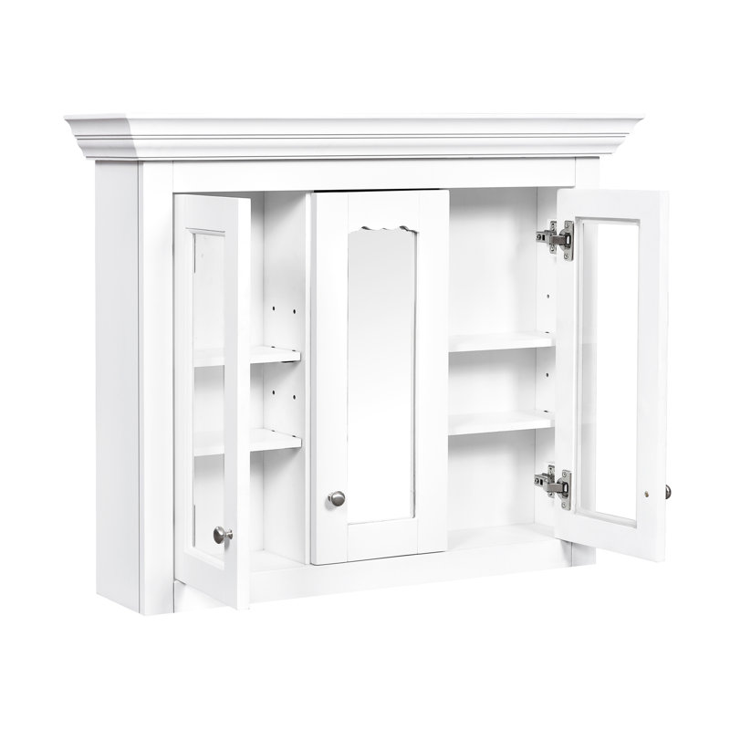 Armoire à pharmacie de 35 po avec miroir, 5 tablettes réglables, conception moderne, peu encombrante, facile à assembler et à balayer, miroir blanc - rangement mural, style, assemblage et nettoyage