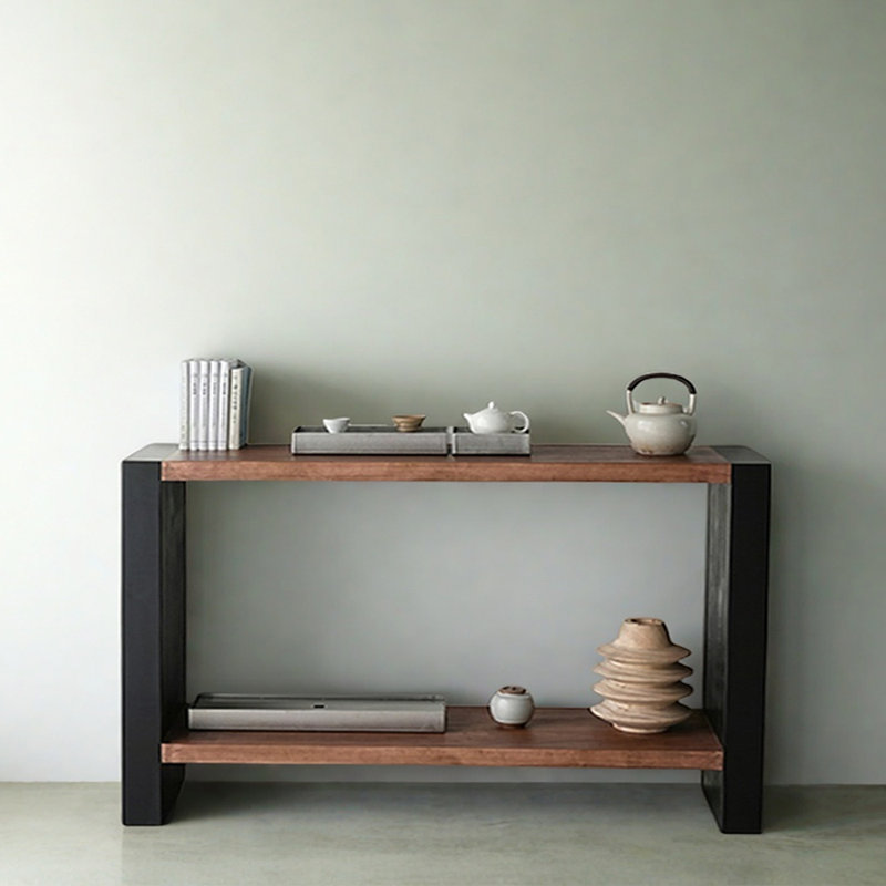 Console Mid-Century moderne en bois massif, H 33,5 po x l 47,2 po x P 13,8 po