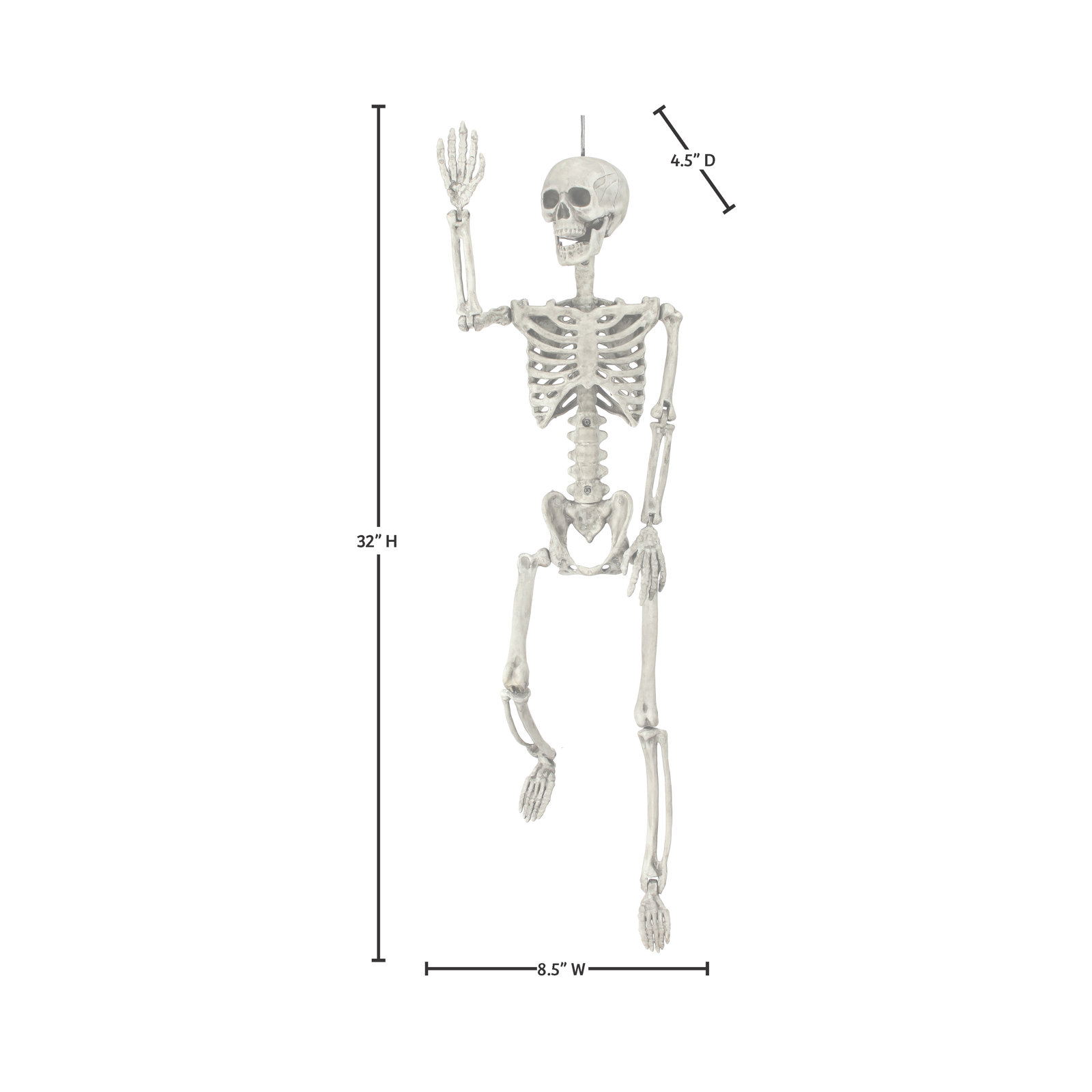 36" Plastic Glitter Skeleton, White