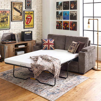 56.7" Pull Out Sofa Bed Convertible Sofa Loveseat Sleeper With Twin Size Mattress, Two Cup Holders And Arm Storage Space For Living Room And Apartment