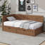 Lit de jour simple en bois avec deux tiroirs et garde-corps de style rustique-703476843