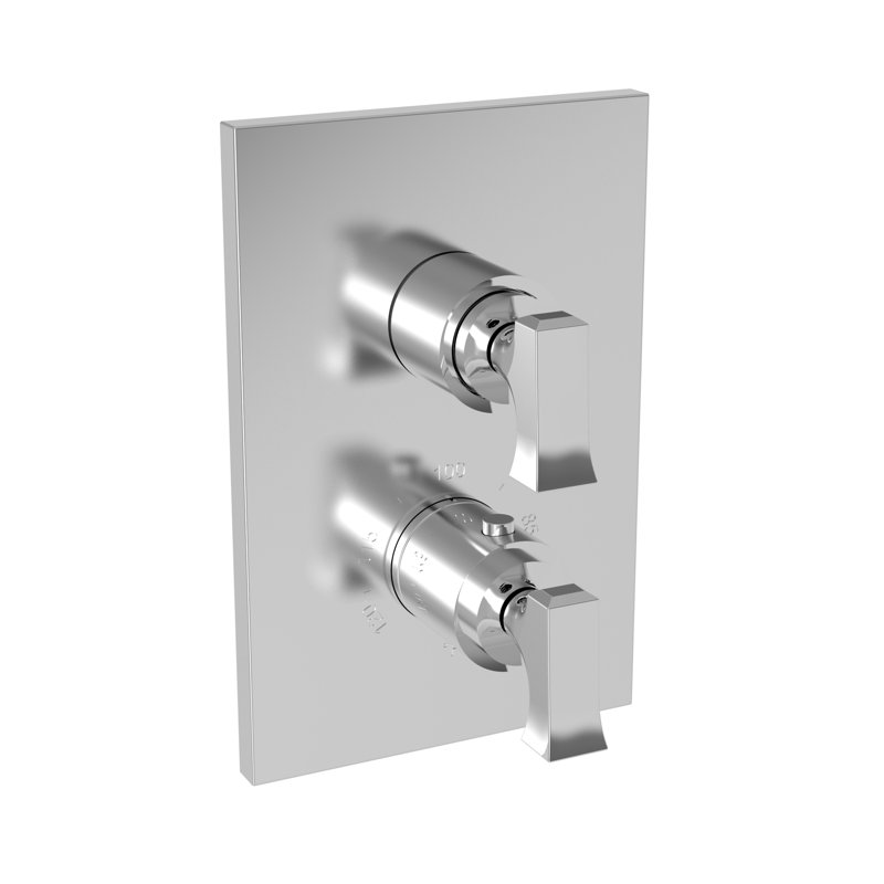 Joffrey 1/2" Square Thermostatic Trim Plate With Handle, Polished Chrome