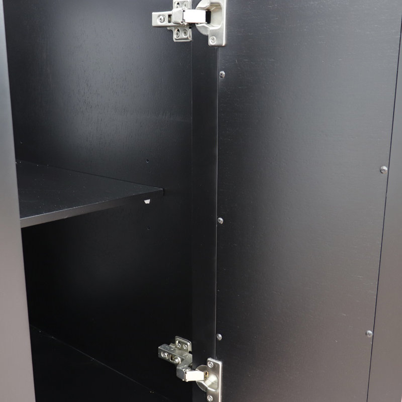 Ensemble de meuble-lavabo double 61 "avec miroir Schreck, Noir, Noir