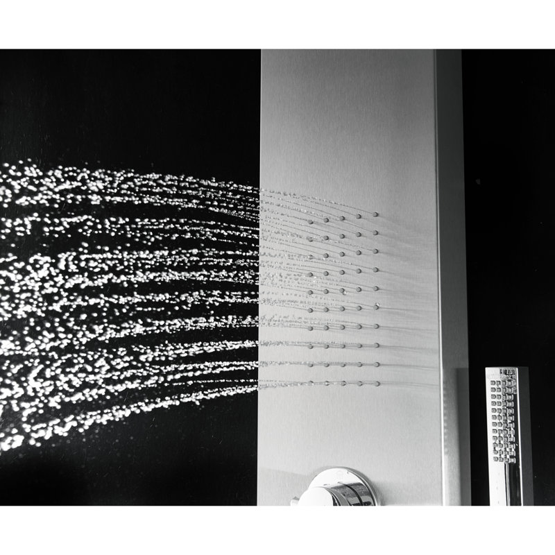56'' Brushed Stainless Steel Shower Panel with Rainfall Showerhead