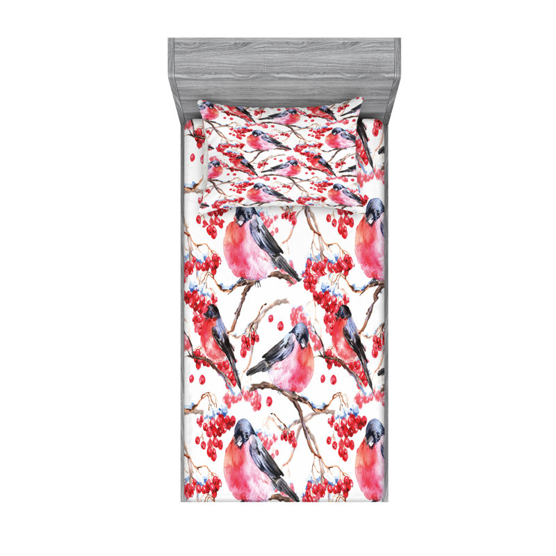 Microfiber Floral Sheet Set, Twin Sheet Set with Fitted Sheet, Floral 5
