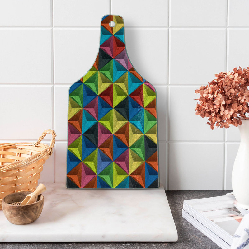 Multicolore pyramide de planche à découper en verre trempé coloré Ambesonne