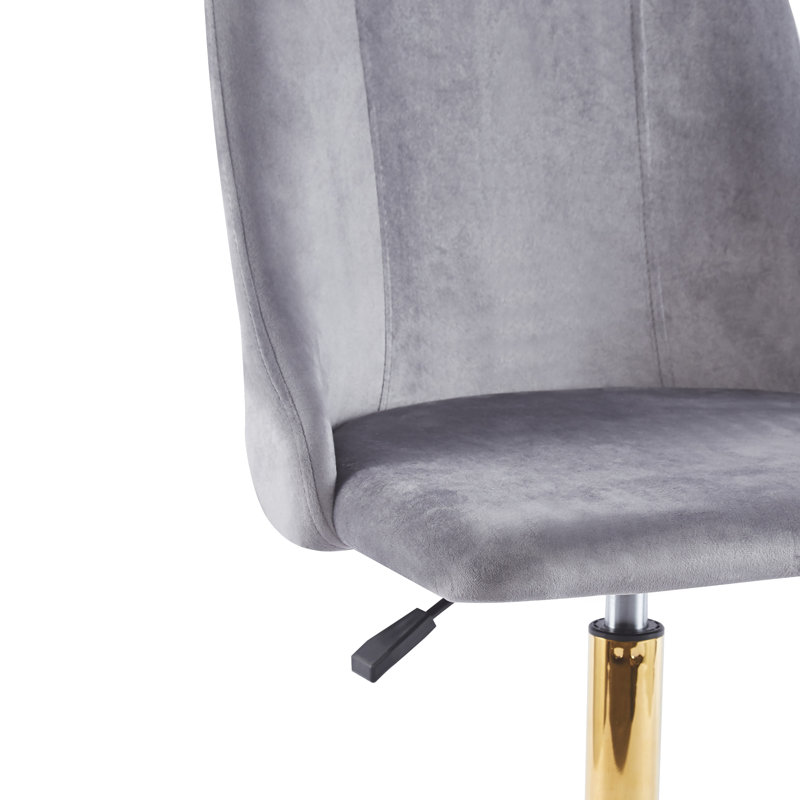 Torrance Velvet Upholstered Office Chair with Gold Accent Base, Gray