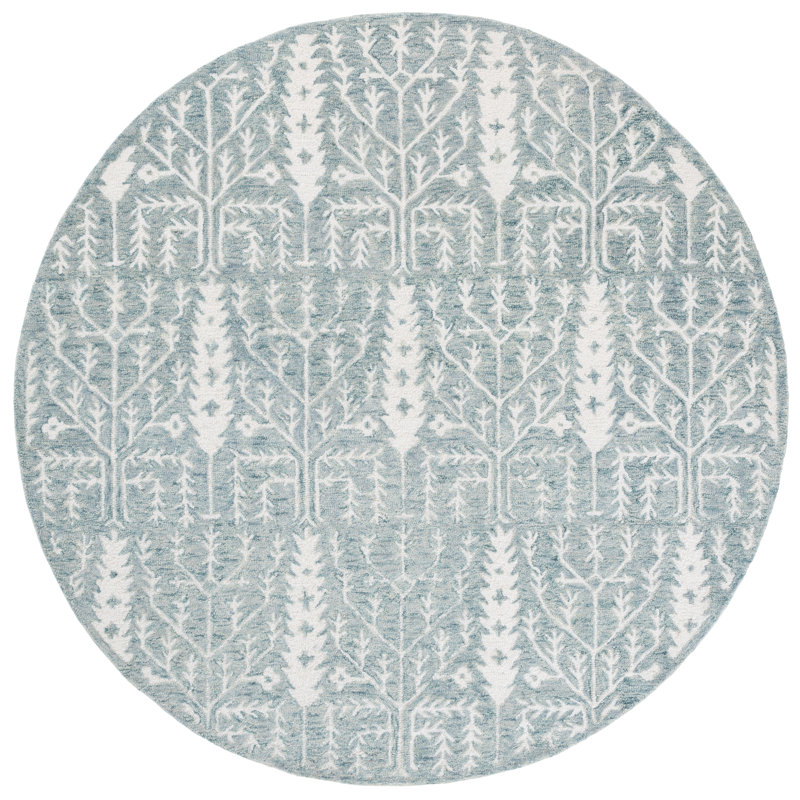 Hand-Tufted Wool and Cotton Area Rug, Round 6'