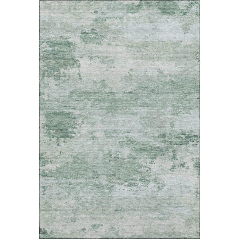 Premium Machine Washable Mayfield AMF2075 Abstract Rug, Mint, 9' x 12'