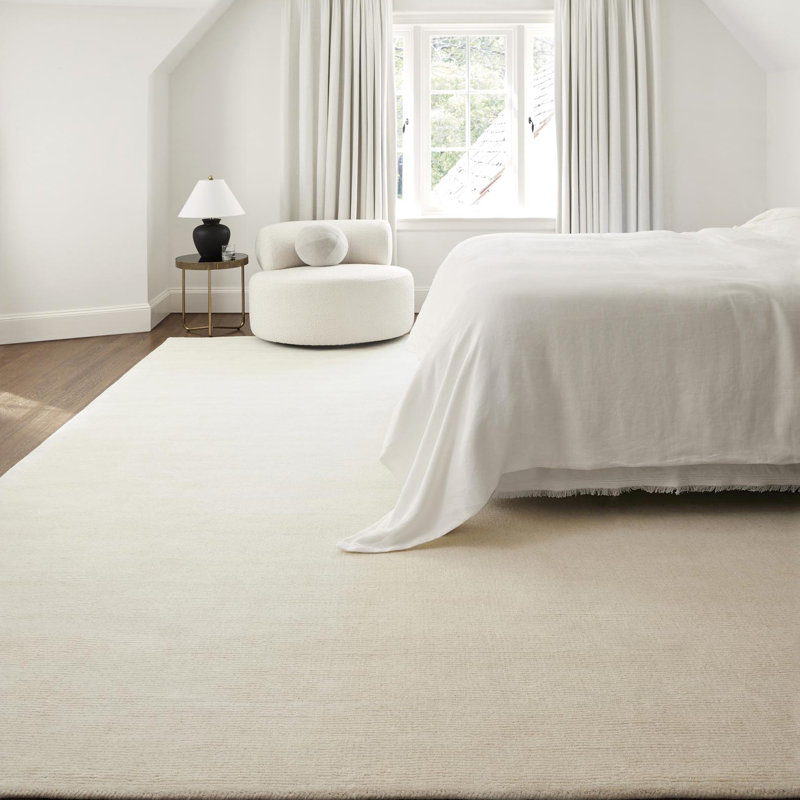 Crowe Wool Light Beige Area Rug, Rectangle 8' x 11'
