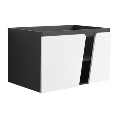 32' Bathroom Vanity, Soft-Close Door, Contemporary Allure, White & Black Modern Vanity 32', Wall Mounted, Soft-Close, And Coloration