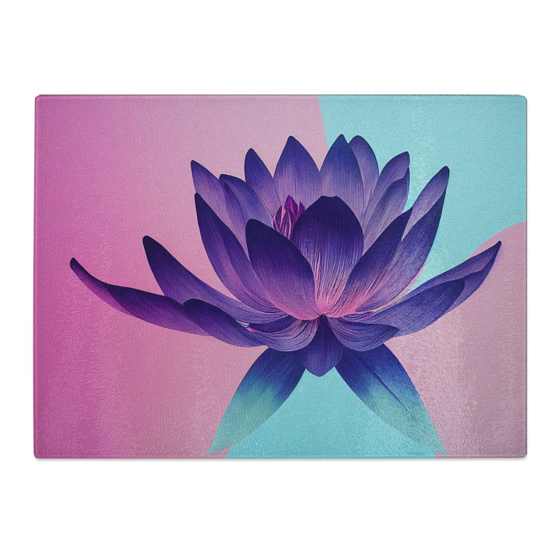Classic Lotus Flower  Glass Chopping Board