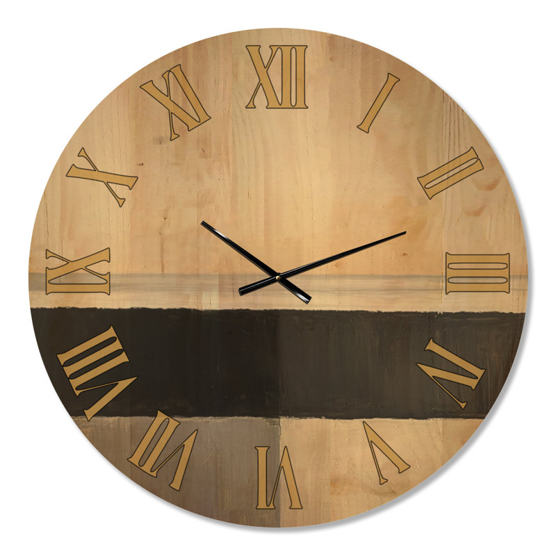 Horloge murale ronde minimaliste en bois massif couleur crème « Horizon du rivage tranquille », Extra Large