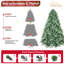 6 pi. Arbre de Noël 1878 PE + PVC à pointe bleu-vert, arbre unique avec branches à charnières, assemblage facile, support en métal stable - décor des Fêtes accrocheur-118318510